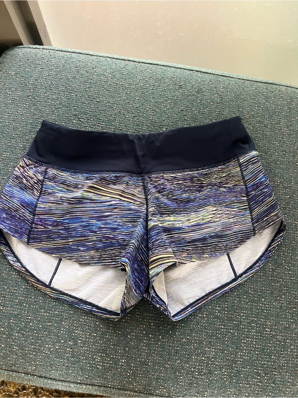 lululemon athletica Navy Waist Multicolor Striped Athletic Shorts